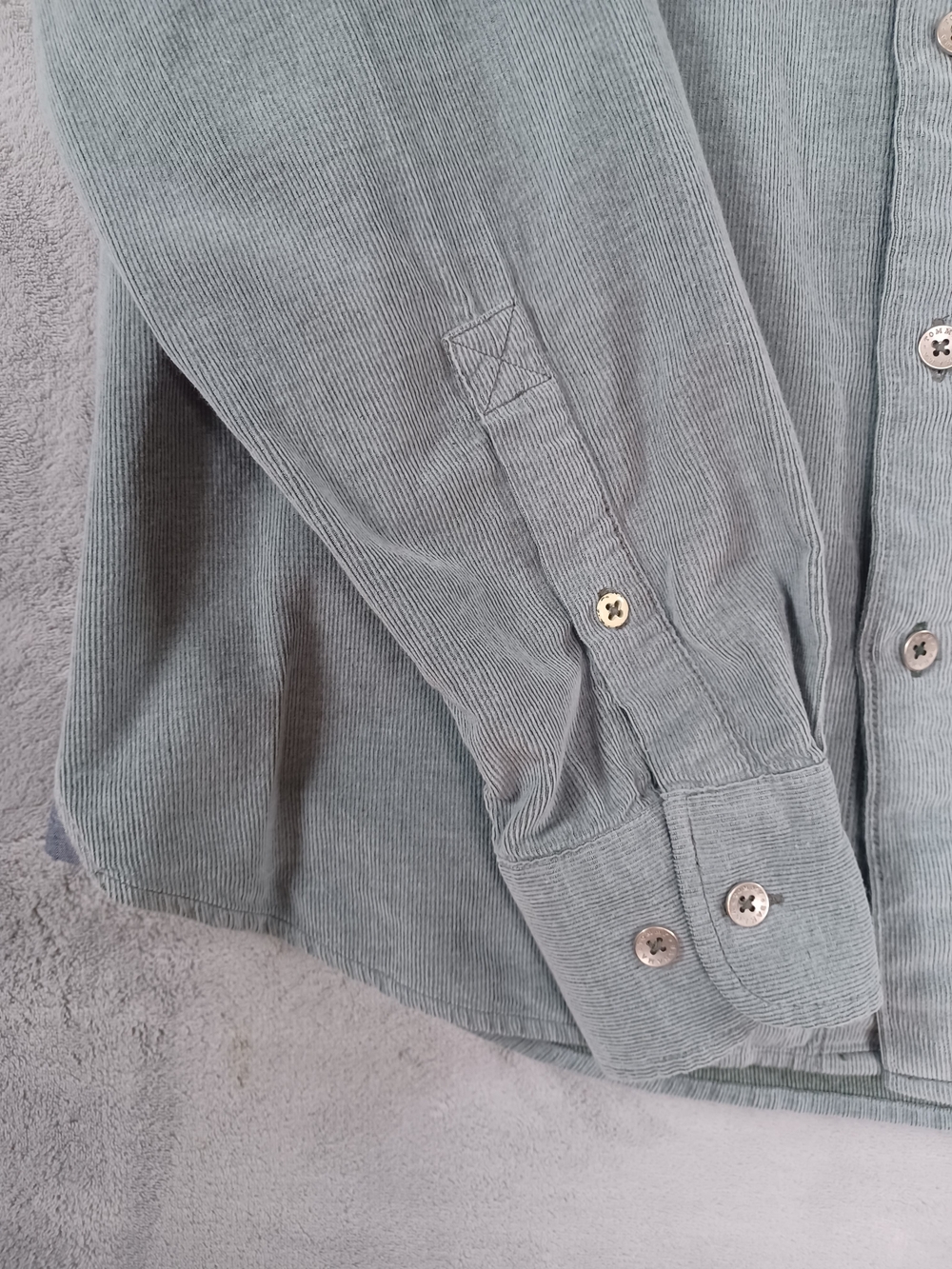 Tommy Bahama Corduroy Button Up Shirt Med Cotton Green Coastal Resort Coastline - Picture 6 of 15